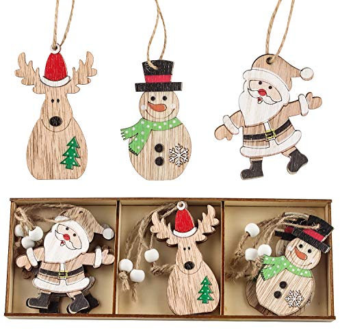 Decorazioni Natale in Legno, Ornamenti Albero Natale, Ciondolo Natale, Trucioli Legno Colorati per la Casa