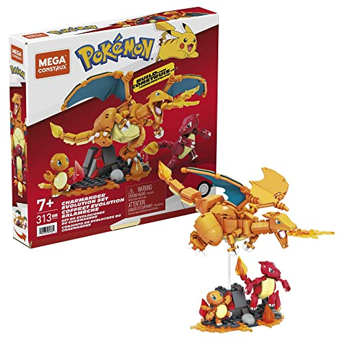 MEGA Construx - Pokémon Personaggio Charmander Evolution con 313 Blocchi da Costruzione, Giocattolo per Bambini 7+ Anni, HFG06