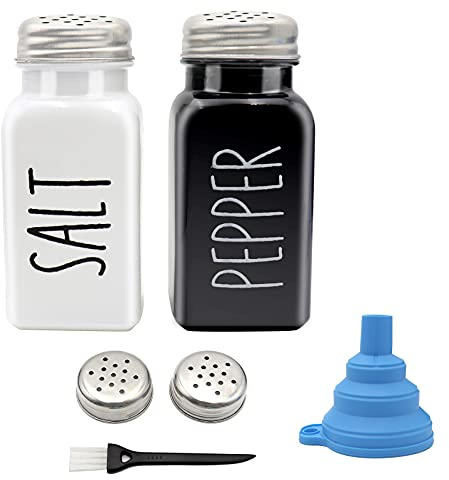 FULUDM Salz- und Pfefferstreuer-Set - Salzstreuer Pfefferstreuer Gewürzgläser aus Glas und Edelstahl Klein Salz Pfeffer Streuer 2er Set