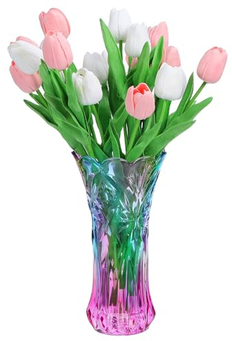 NOLITOY Chic Vase Crystal Glass Vase Rainbow Decorative Plant Container Table Centerpiece Home Decoration