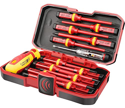 Ticarus 13 Stücke VDE-isoliertes Schraubendreher Set -V Spannung 1000 V Magnetisch Schlitz Torx Schraubendreher Hand Geschlitzte Werkzeuge