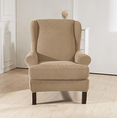 GUYIRT Jacquard-Stoff Ohrensessel Bezug Sesselhusse Universal Superstretch Waschmaschinenfest Ohrensessel Überzug Für Wohnzimmer -braun