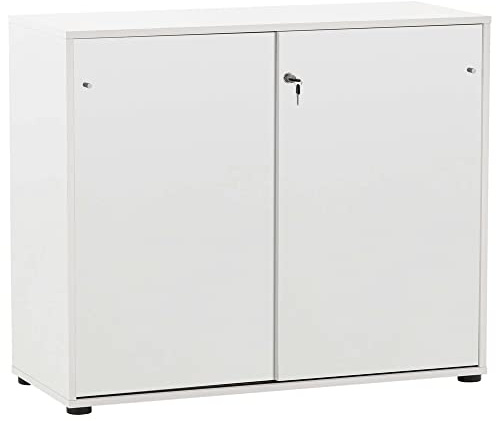 Lomadox Aktenschrank Schiebetüren Büro abschließbar in weiß, B/H/T: ca. 100,1/83,6/41 cm