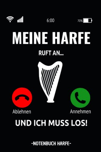 Notenbuch Harfe: Notenblock für Harfenisten - 110 Seiten 9 Systeme - A5