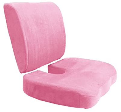 Bookishbunny Set of 2: Seat Cushion Coccyx Orthopedic Memory Foam Lumbar Support Pillow for Sciatica Pain Relief and Lower Back Pain Relief (Light Pink)