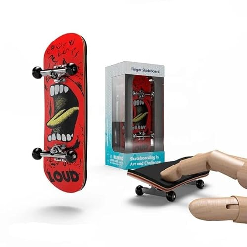 BIGH Professionelles Fingerboard aus Natürlichem Ahornholz - Finger-Skateboard - Kleines Finger-Skate - Farbe: Loud