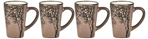 Villa Collection Hela Set de 4 tasses à espresso, petites tasses/godets à café pour espresso, avec anse, en faïence/céramique, diam. 5,5 cm, hauteur 8 cm, 10 cl, rose/rouge clair