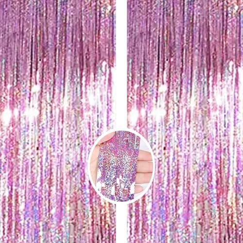 Rosa Backdrop Streamers AILEXI 2 Pack 1M*2M Metallic Tinsel Folie Fringe Vorhänge für Photobooth Party Dekor
