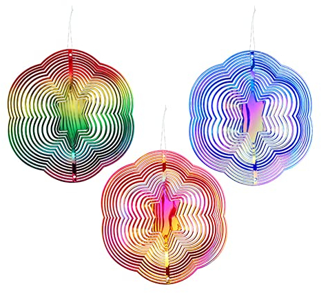 JAWSEU Windrad Vogelabwehr Balkon, 3 Pcs Reflektierende Vogelabwehr, Vögel Abschrecken Reflektierende Vogelschreck, Windspiele für Draußen Hängend Dekoration für Balkon und Garten