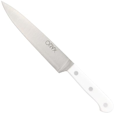 ORYX Cuchillo Husky Verduras 17 cm. Hoja Acero Inoxidable, Cuchillo Verduras, Cuchillo Cortar Verduras Mango Ergonomico Blanco