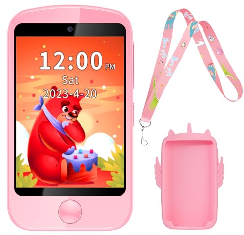 ele ELEOPTION Kinder Handy mit 19 Lernenspiel, 2,8 Zoll Touchscreen Smartphone mit Anfrufen SOS MP3 Kamera Rechner Schrittzähler, Kinderhandy für Junge Mädchen (Pink)