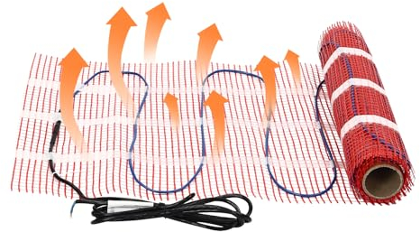 Riscaldamento a pavimento elettrico per piastrelle, pietra naturale, laminato o pavimenti in legno, area di copertura: 3 m²/10 m², per docce, ambienti umidi, soggiorno, verande, 6 x 0,5 m
