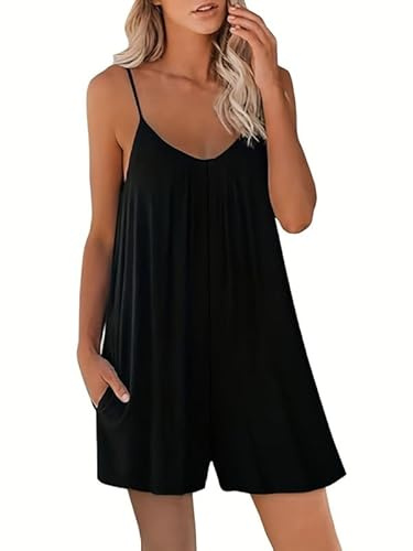 Haibang Salopette Donna Estiva Tute Corte Donna Senza Manica Allentata Casual Jumpsuit con Tasche Sexy Playsuit Morbida Monopezzi e Tutine Elegante Overall Romper Pantaloncini Spiaggia Vacanza Outfit