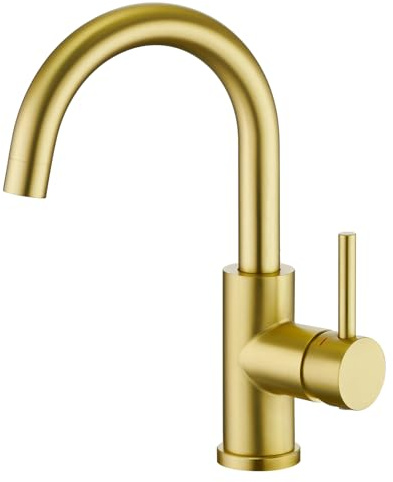 CREA Wasserhahn Küche, 360° Drehbare Küchenarmatur für Kleine Küche, Waschbeckenarmatur, Einhebel-Mischbatterie, Gold