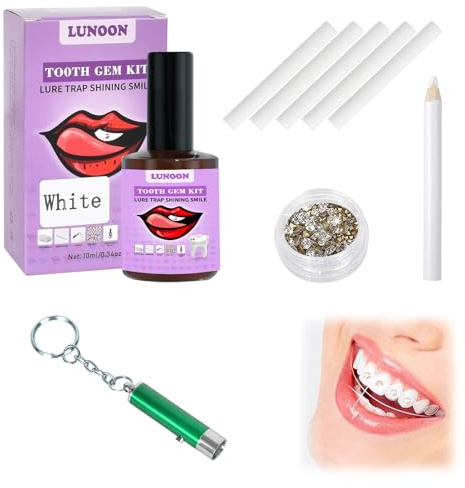 Kit Brillantini Per Denti Tooth Gems Kit, Set Di Gioielli Da Denti con Colla Kit Di Gemma, Fai Da Te Kit Gemma Dentale Fai, Kit Brillantino Dente Brillantino Dente Kit, per Donne E Ragazze (Champagne)