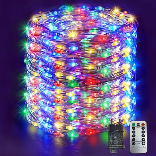 EASTERNSTAR Lichterkette Kupferdraht 20m 200 LED Mit Stecker Fernbedienung und Timer, 8 Modi Wasserdichte Dekoration Innen Außen Garten Hochzeit Party Weihnachten Beleuchtung (Buntes)