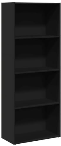 vidaXL Bücherregal, Bücherschrank Regal mit Stauraum, Standregal für Wohnzimmer Büro, Büroregal Aktenregal Aufbewahrungsregal, Schwarz Holzwerkstoff