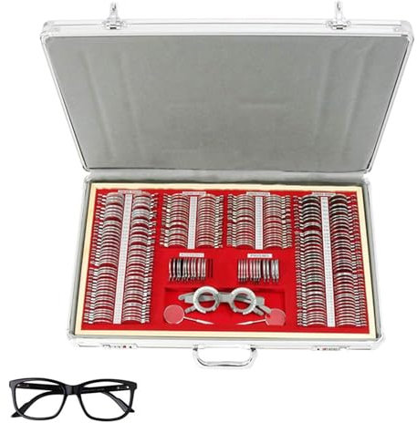 Optometrie Optisches Trial Lens Set Messbrille Optiker Metallrand Kit - 266 Stück Kunststoff Optiker Set Optometrie Trial Lens
