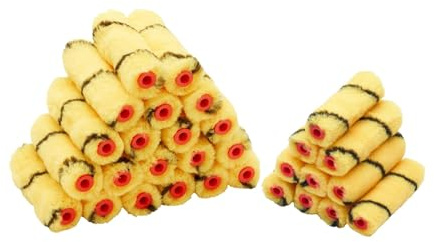 simpa 30 Piece 4 / 100mm Medium Pile Woven Synthetic Fabric Mini Paint Rollers Refills for Emulsion Paint on Smooth Surfaces.