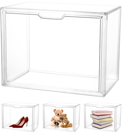 Vitrine pour Collection - 36x27x23cm Vitrine Acrylique Empilable - Boite Transparente Anti-Poussière avec Porte Magnétique - Exposition Figurine, Rangement pour Sacs, Chaussures, Livres