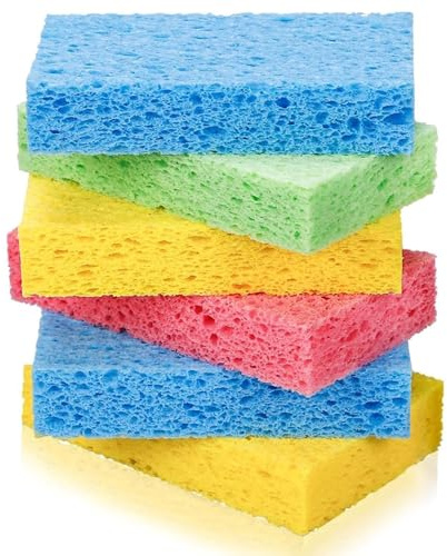 8 Pcs Wood Pulp Cleaning Sponge Set - Eco-friendly Scratch-resistant Dishwashing Sponges, Multi-coloured Absorbent Kitchen Sponges Suitable for Tableware, Countertops & Bathrooms