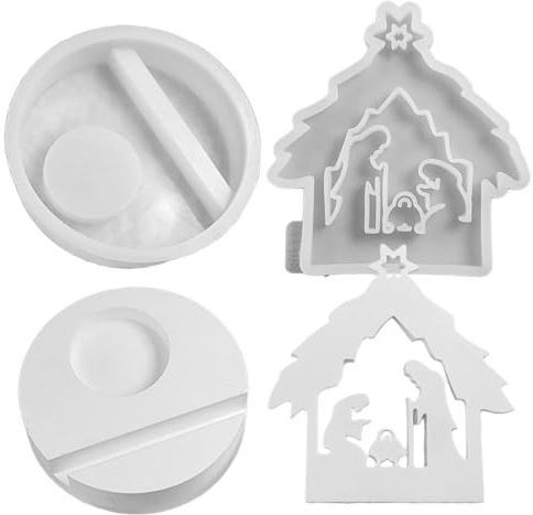 Moxeupon Krippen Teelicht Form | Silicone-Gießform Für Weihnachtskrippe,Seifenherstellung Bastelbedarf Für Kinder Familie Freunde