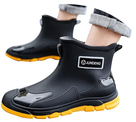 Generisch Botas de goma para hombre, suela gruesa, impermeables, antideslizantes, botas de trabajo al aire libre, para invitados, canotaje, camping, vela y actividades al aire libre