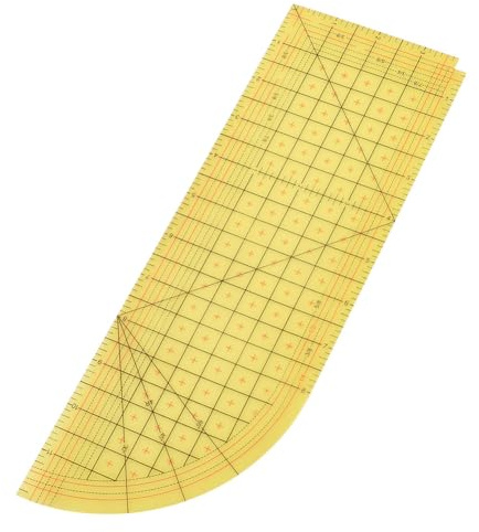 HOBBIESAY Hot Hem Ruler for Sewing Resin Quilting Rulers Rectangle Shape Templates Curved Hot Ruler Sewing Guide Hemming Tools Rulers Yellow for Easy Precision Cutting Size 12.4x4 Inch