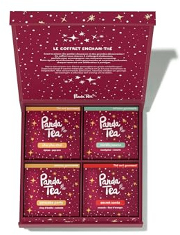 Panda Tea – Cofre Enchan-thé | 20 Bolsitas de Té e Infusiones Ecológicas | Surtido de Tés e Infusiones Gourmet de Invierno | Caja Regalo | Idea de Regalo