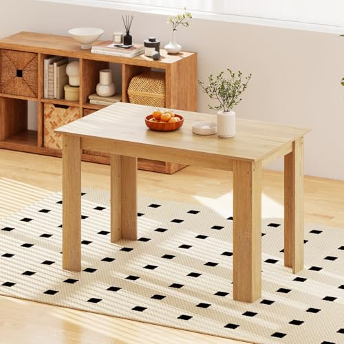 GIANTEX Mesa de Comedor Rectangular 120 x 70 cm, Mesa de Cocina de Madera para 4-6 Personas, Patas Robustas en Forma de L, para Restaurante, Oficina, Dormitorio (Natural)