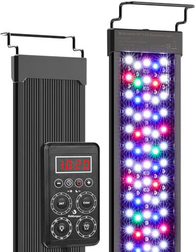 fishkeeper IP68 Intelligente Aquarium Lampe, 24/7 Aquarium Beleuchtung LED | Vollspektrum Aquarium licht mit Ein-Knopf-Echtzeit-Sync & Speicherfunktion, Programmierbar 9 Farben, 10 Helligkeit, 9 Timer
