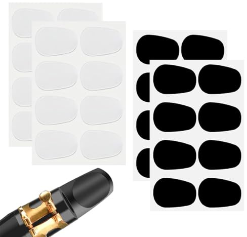 THQAE 32 Pcs Mundstückkissen, 0,5 mm Bissgummi Klarinette Mundstückpolster Alt Tenor Saxophon Klarinetten Mundstück Kissen Schutz Bissplatte Schwarze Klar Mundstück Patches für Anfänger