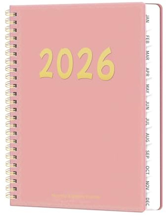 Kalenderplaner 2026 – 12-Monats-Plan mit Spiralbindung, Wochen- und Monatsplaner, langlebiges Layout mit leicht beschreibbaren Seiten, Planungstool für Studenten, Lehrer, Familien, Universitäten und a