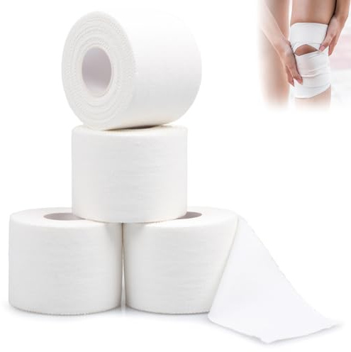 4 Rollen sporttape Weiß (5,0cm × 10 m),Tape sport Tapeverband Fingertape,Hypoallergenes Tapes -Starke Haftung, Reißbar & Hautfreundlich für Fußball Klettern Handball Bjj alle Sportarten