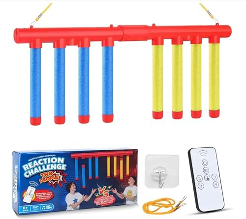 ATG Reflex Drop Sticks Challenge Game – Hand Eye Coordination & Reaction TimeTraining Toys - 3 Adjustable Speed Modes, Remote Control, Solo/Dual Play – Fun Catch Falling Sticks Game for Kids,Adults