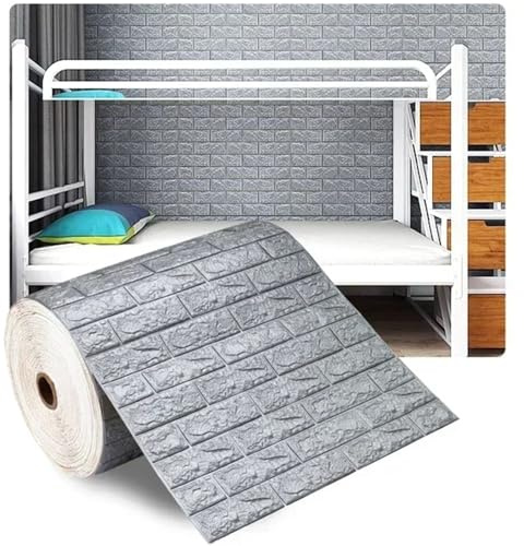 FonHNDG Tapet 1/3/5/10 m 3D självhäftande dekor tapet kontinuerlig vattentät tegelvägg klistermärken vardagsrum sovrum heminredning (grå, 70 cm x 1 m)