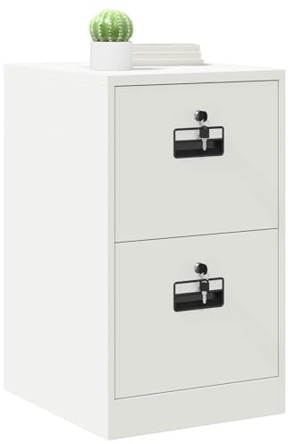 vidaXL Arkivkåp med låda med lås Vit 44 x 50 x 74,5 cm Kallvalsat Stål, Modern kontor, industriell förvaring, rektangulär metallskåp, rymlig lådor för arbete, säker filhantering
