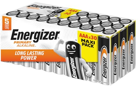 Energizer AAA Batterien 30 Stück Alkaline 1,5V Vorratspack langlebig für Haushalt Büro Spielzeug Fernbedienung Großpack Sparset