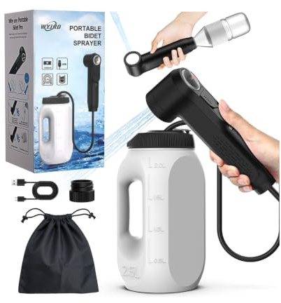 WYJRO Po Dusche Elektrisch Mit 2,5L Peri Bottle,Portable Bidet Tragbare für Frau Damen Herren Kinder,Wiederaufladbar Reise Bidet 2 Modi,Digitale Anzeige,Intimdusche Wochenbett Für Camping Tierpflege