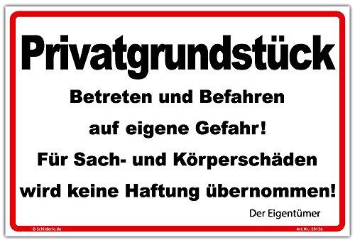 Schild Privatgrundstück Betreten und Befahren Hinweisschild 300x200mm stabile Aluminiumverbundplatte 3mm stark inkl. 4 Eckbohrungen