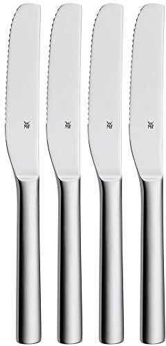 WMF Nuova Brunchmesser Set 4-tlg, Frühstücksmesser 19,5 cm, Brötchenmesser Wellenschliff, Brotzeitmesser, Cromargan Edelstahl poliert