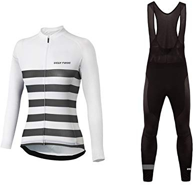 UGLY FROG Radtrikot Damen Set Fahrradbekleidung Frühling Herbst Fahrradtrikot Langarm und Radhose mit 3D Sitzpolster