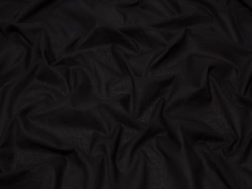 Minerva Crafts Baumwollstoff Voile-Stoff, Stoffe Meterware, Schwarz