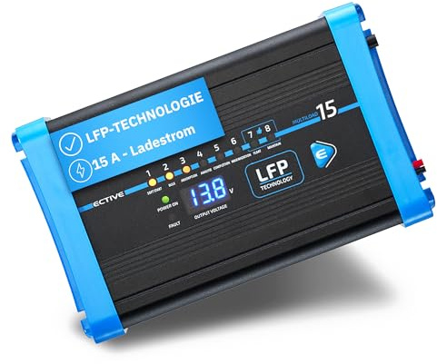 ECTIVE - Multiload 15 LFP Batterieladegerät 15A 12V für Lithiumbatterien - Autobatterie Ladegerät 8 Ladestufen & LED Anzeige - Batterieladegerät mit Sicherheitsfunktionen für Auto, Motorrad, LKW UVM.