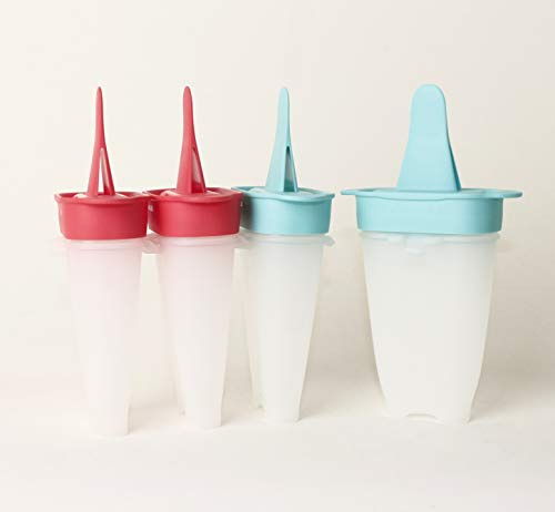 TW TUPPERWARE Lollitups Eisformen Kinder Eislutscher 2X Türkis + 2X Rosa D178