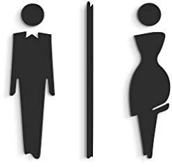 Signs - Geprägt Toilette türschild SA110 wc schilder selbstklebend, Damen Herren Aufkleber, Mann Frau Badezimmer (1 Mann + 1 Frau, Schwarz)
