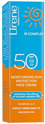 Lirene - SPF 50 Face Moisturiser - Face Sunscreen Factor 50 - UVA & UVB Protection - with Vitamin E, Allantoin and Golden Algae Extract - Moisturisation & Protection Against Dryness - 40 ml