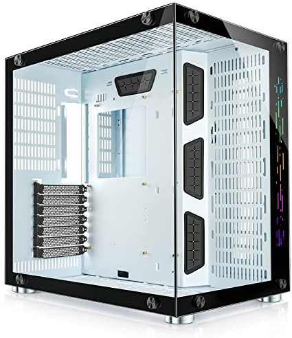 GIM ATX Gaming PC Case, 270° Full View Tempered Glass, 360MM RAD Support, Mid Tower Computer Case with Front Panel RGB Strip, USB 3.0 I/O Port & 2 Magnet Dust Filter, Fans are Not Included (White)