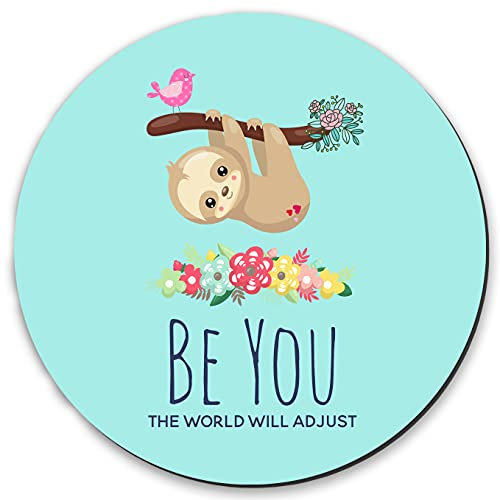 Mouse Pad Cute Funny Blue Sloth Mouse Pads Round Mousepad for Computers Office Laptop PC Wireless Mouse Women Kids Desk Accessories with Non-Slip Rubber Design Keyboard Mat 7.9x7.9x0.12 Inch