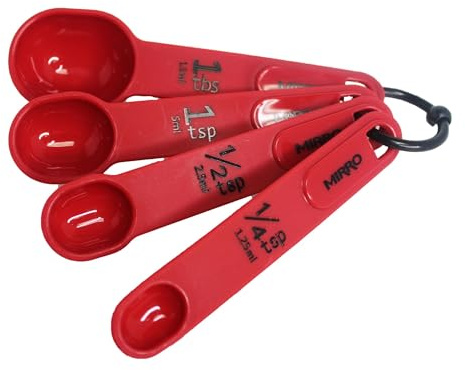 MIRRO 4pc Nested Measuring Spoons Set, Red